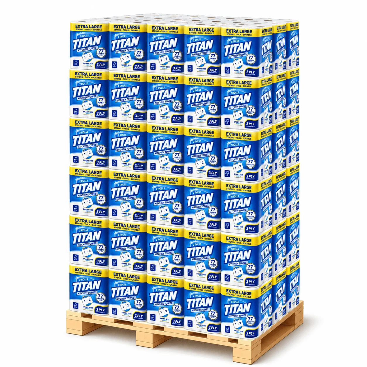 Titan XL 3Ply Kitchen Rolls (Pallet Deal) 252 packs of 2